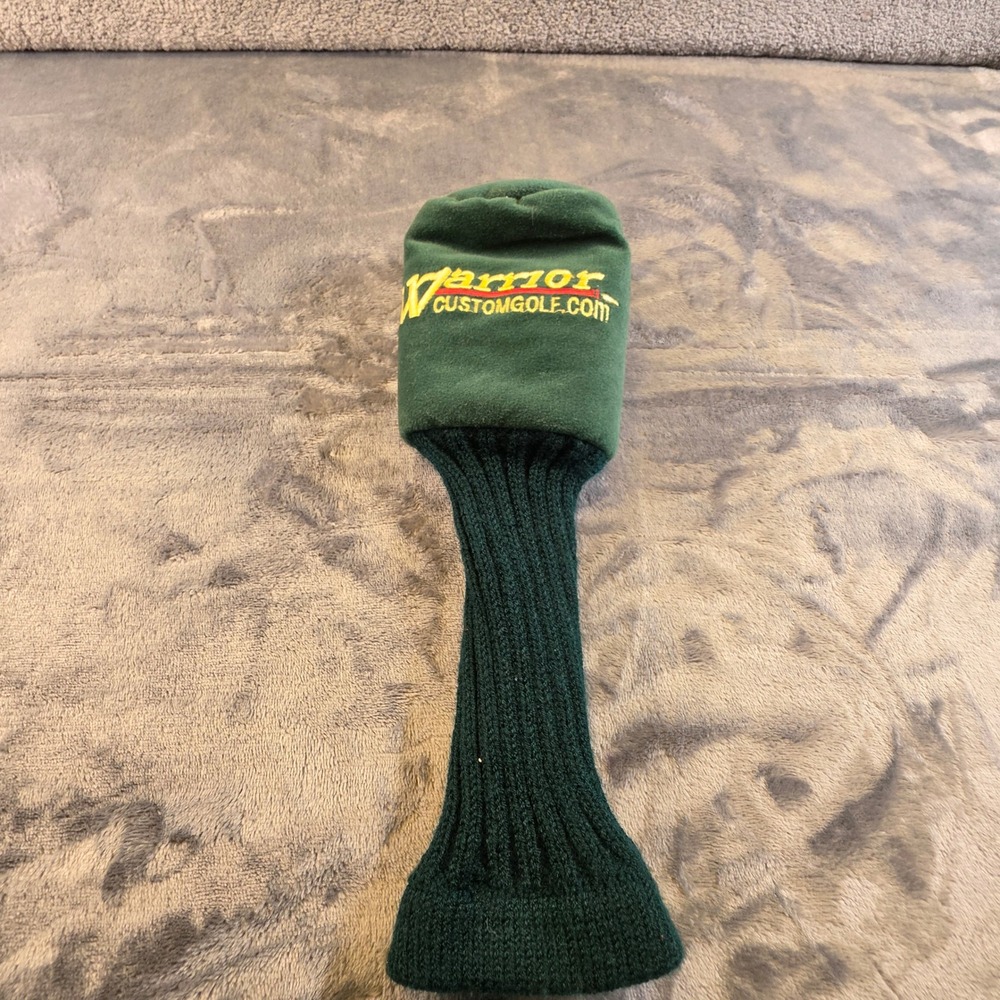 Warrior Custom Golf Headcover Green Knit Long Neck Vintage Style Club Protector